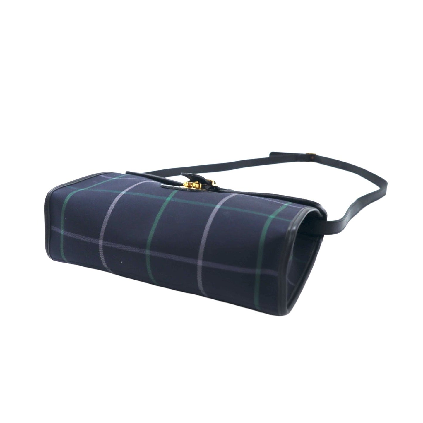 Burberry's Old Windowpane Check Shoulder Bag in Navy Nylon, Canvas, and Leather