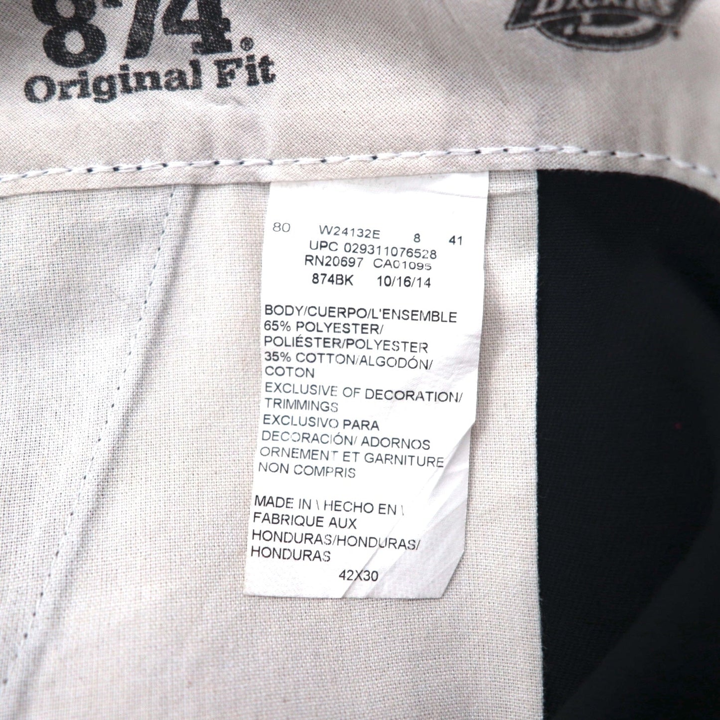 Dickies 874 Original Fit Work Chino Pants, Black, XL, Oversized