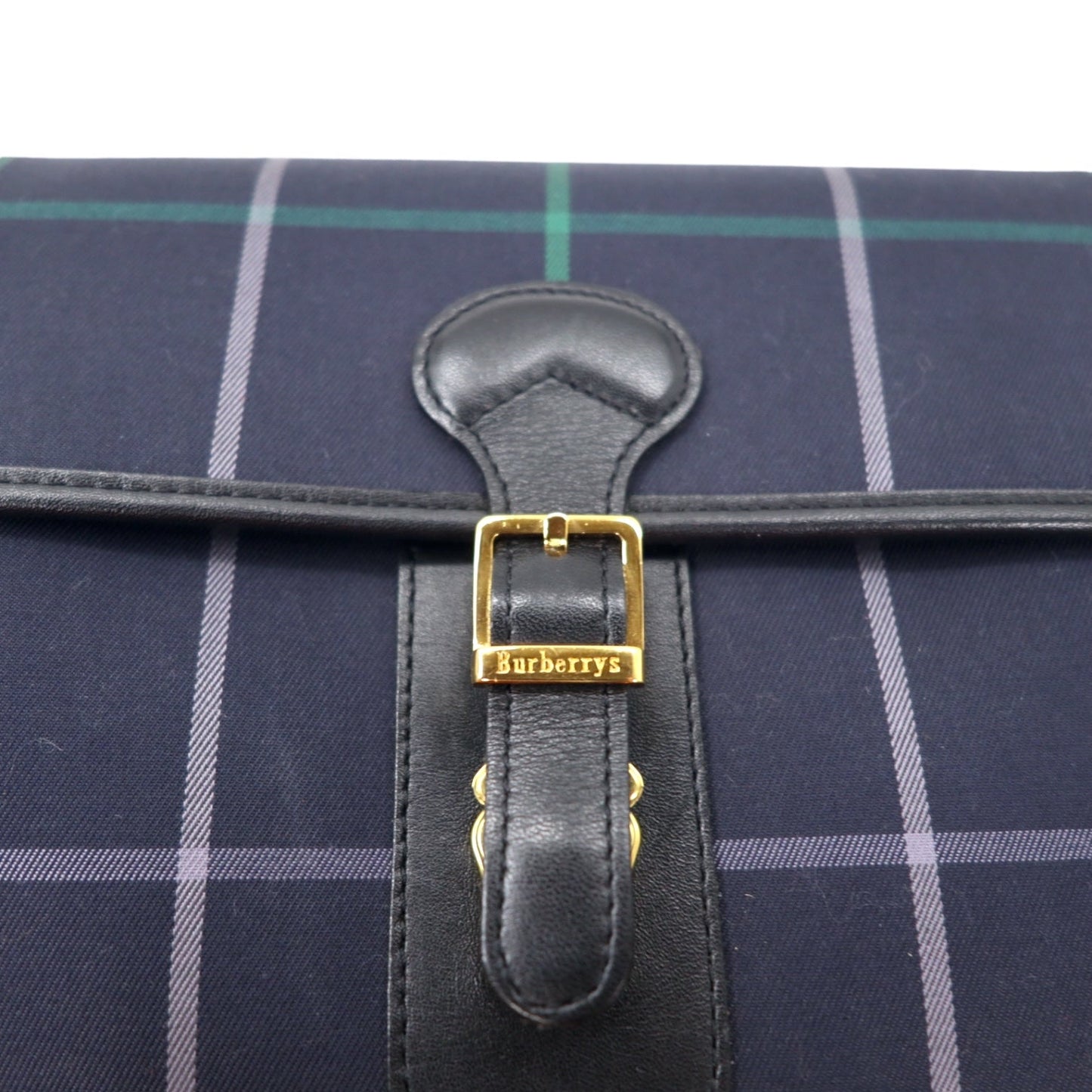 Burberry's Old Windowpane Check Shoulder Bag in Navy Nylon, Canvas, and Leather