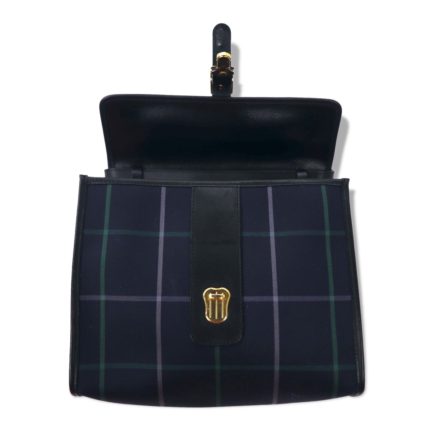 Burberry's Old Windowpane Check Shoulder Bag in Navy Nylon, Canvas, and Leather