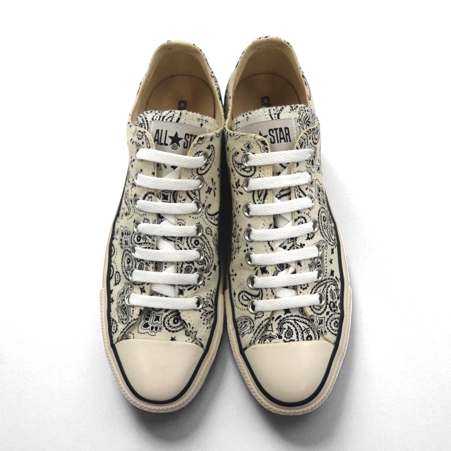 CONVERSE ALL STAR BANDANA OX Sneakers, Size 27.5cm, White, Paisley Pattern, 1SC825
