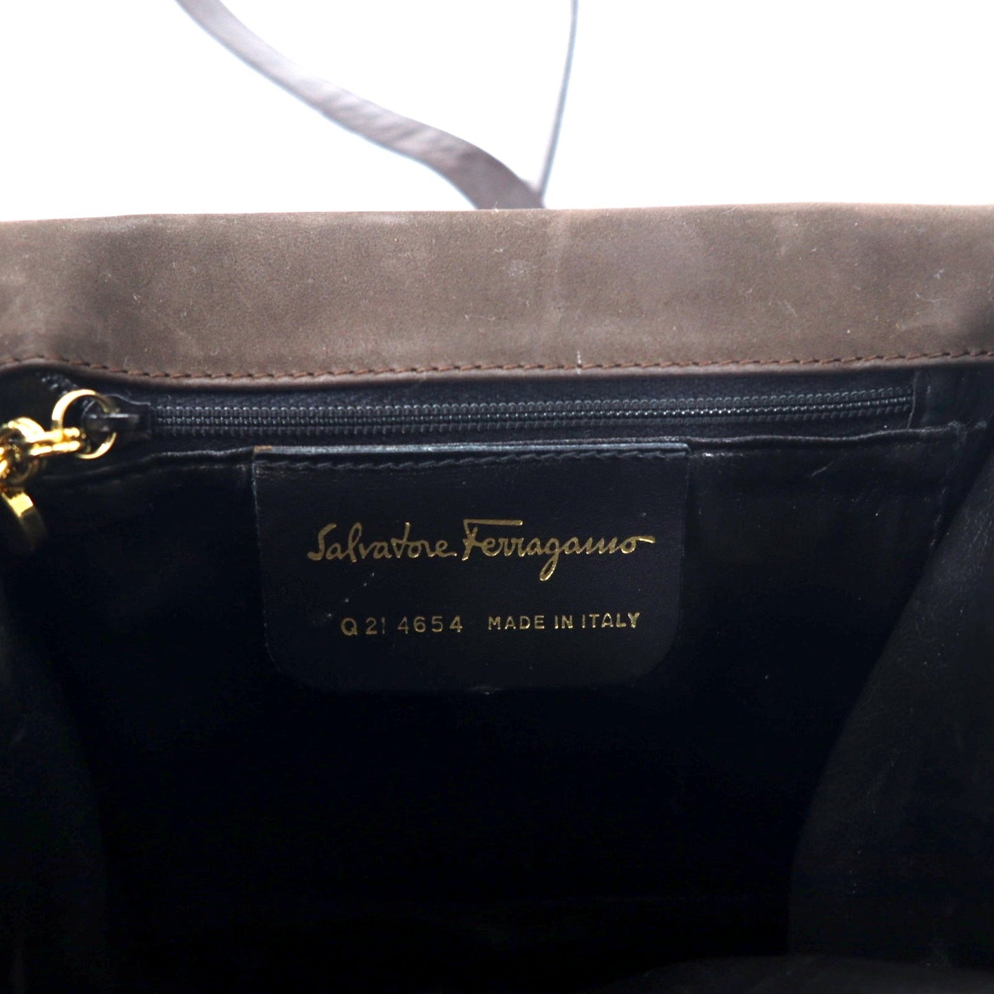 Salvatore Ferragamo Lizard-Embossed Trapezoid Chain Shoulder Bag in Brown Leather, Q 21 4654, Made in Italy