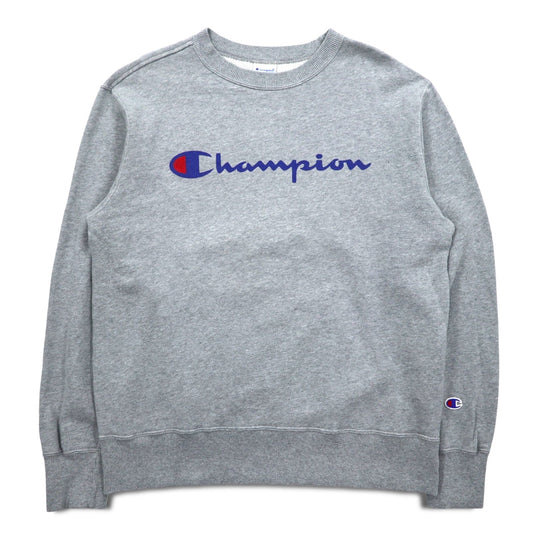 Champion ベーシック クルーネック スウェット L グレー コットン スクリプトロゴ C3-H004