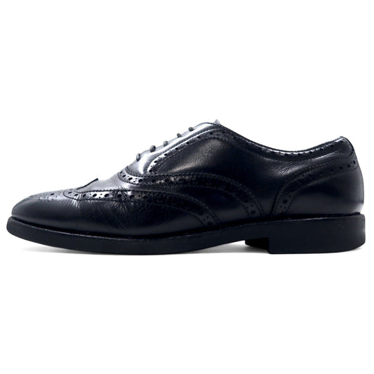 Burberry Wingtip Medallion Dress Shoes, Size 24.5cm, Black Leather, 1402, Made in Japan