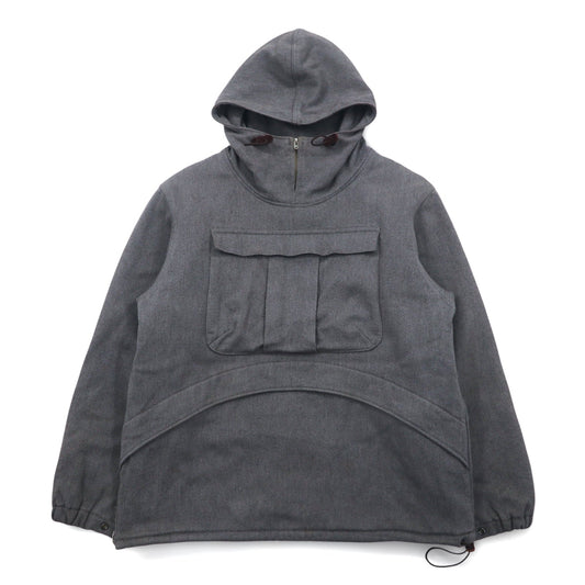 BROWN by 2-tacs Padded Anorak Parka, Size M, Gray, Half-Zip, B8-J003, Made in Japan