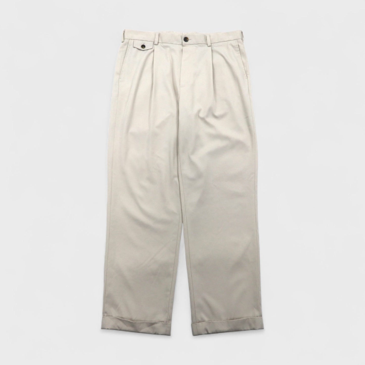 Brooks Brothers COUNTRY CLUB タック ワイド スラックスパンツ L ベージュ ポリエステル