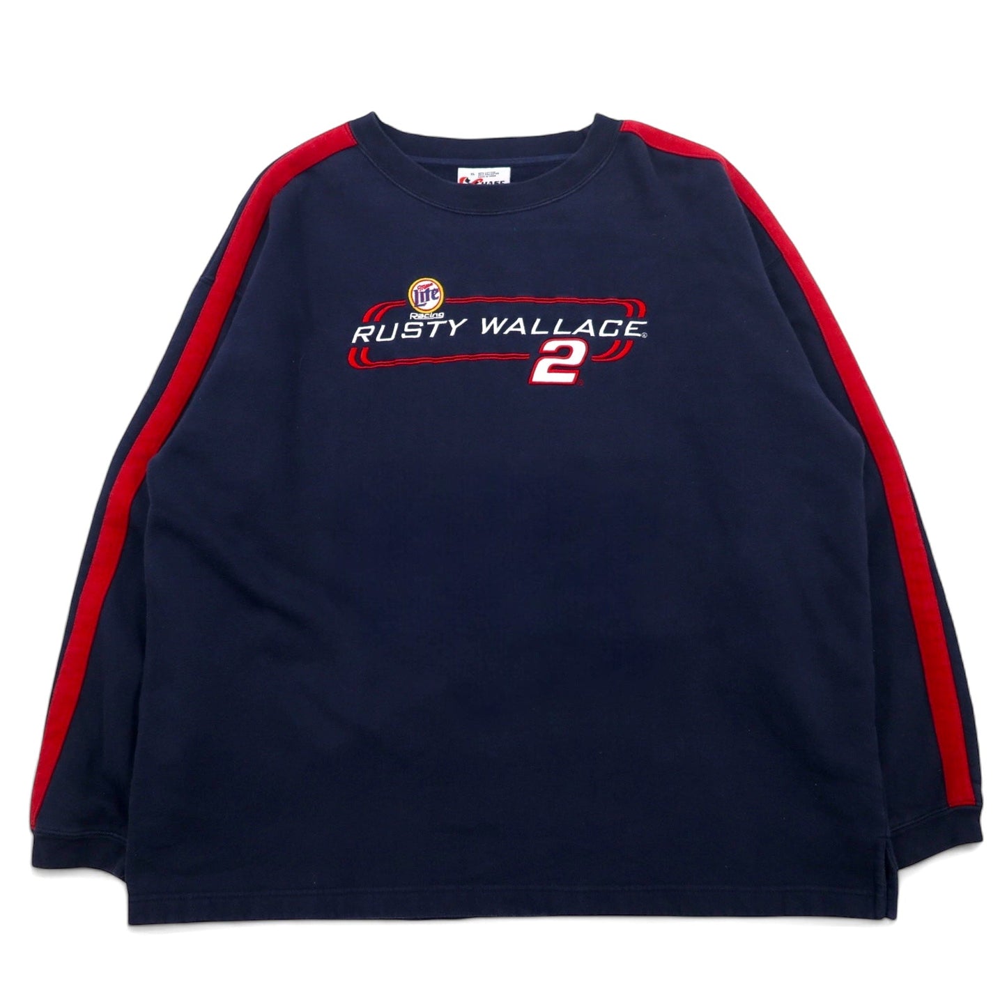 90s CHASE AUTHENTICS Racing Embroidered Sweatshirt, XL, Navy Cotton, Rusty Wallace