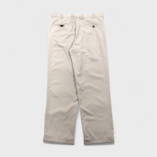 Brooks Brothers COUNTRY CLUB タック ワイド スラックスパンツ L ベージュ ポリエステル