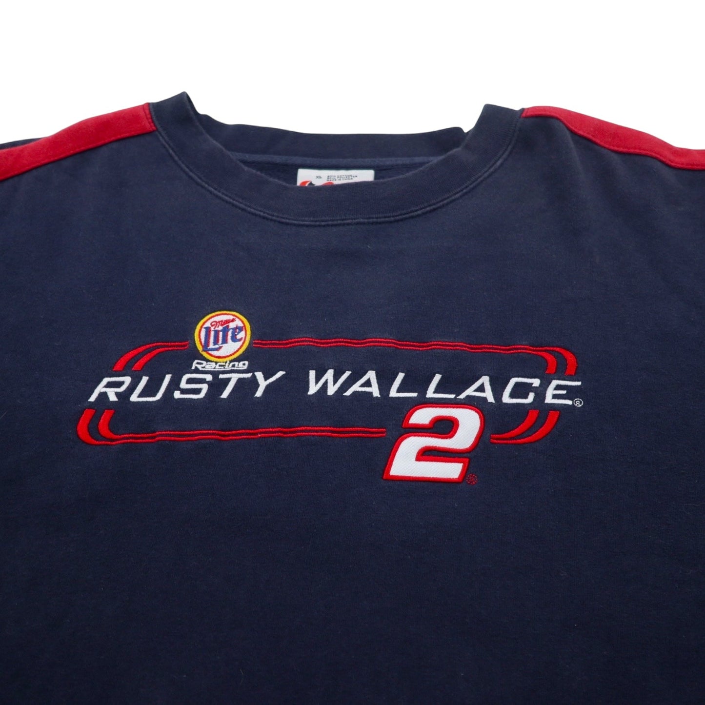 90s CHASE AUTHENTICS Racing Embroidered Sweatshirt, XL, Navy Cotton, Rusty Wallace