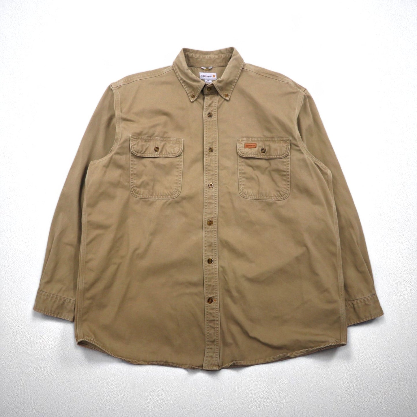 Carhartt OAKMAN S09 266 Button-Down Work Shirt, Size XL, Beige, Double Pocket