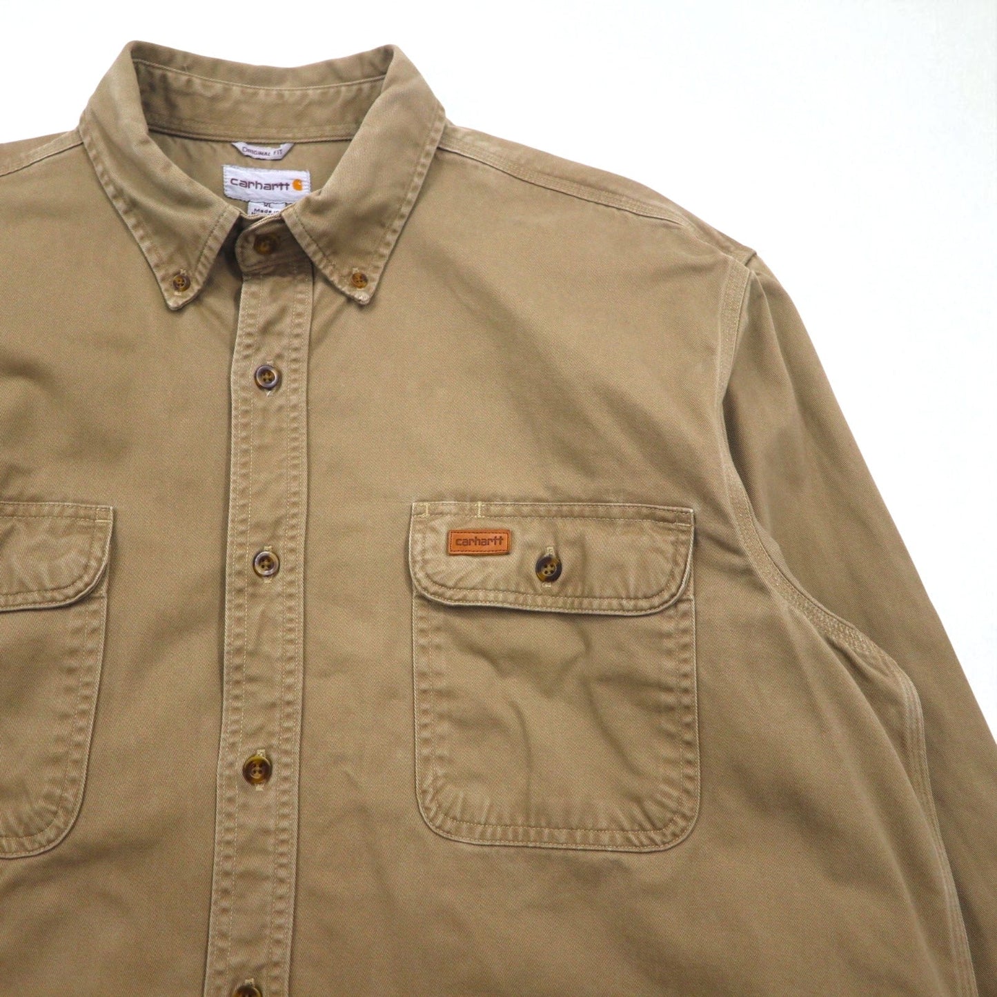 Carhartt OAKMAN S09 266 Button-Down Work Shirt, Size XL, Beige, Double Pocket