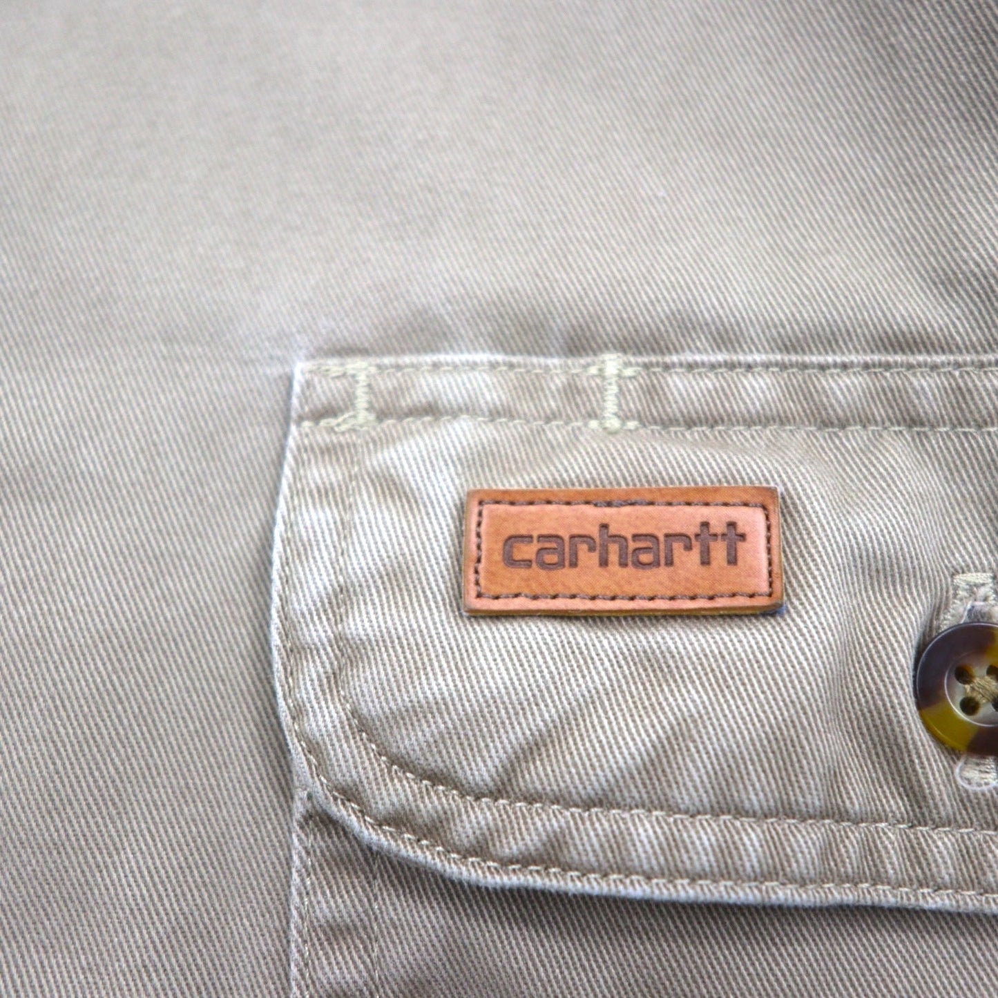 Carhartt OAKMAN S09 266 Button-Down Work Shirt, Size XL, Beige, Double Pocket