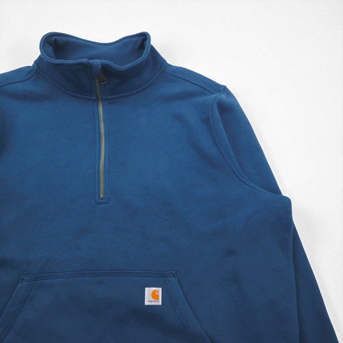 Carhartt Relaxed Fit Half-Zip Sweatshirt, Size 2XL, Blue, Kangaroo Pocket, Fleece Lining, 105657