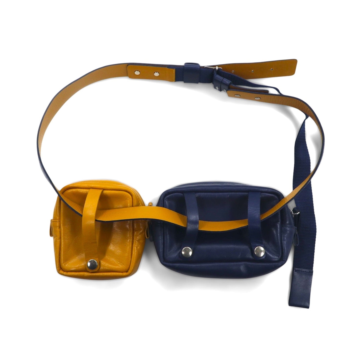TOGA VIRILIS Belt Bag, Waist Bag, Body Bag in Yellow and Navy with Metal Conchos