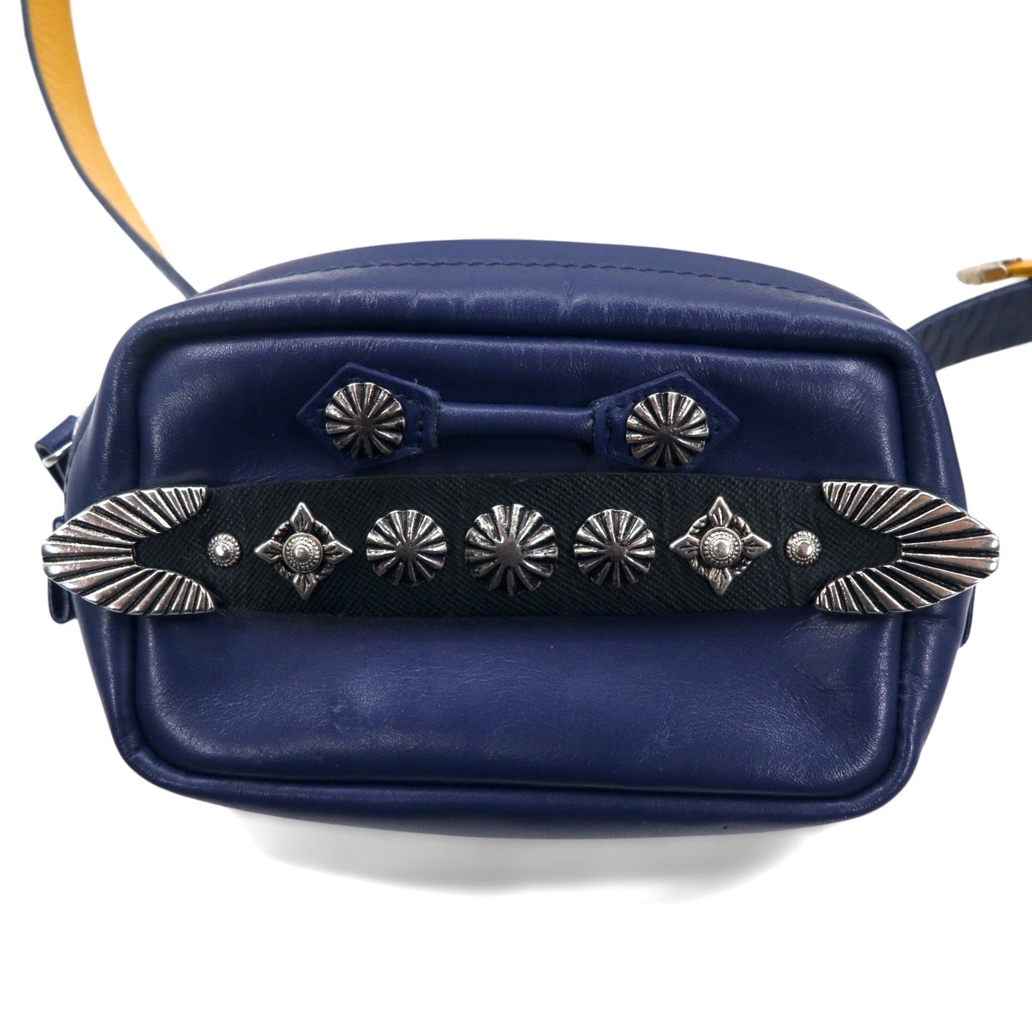 TOGA VIRILIS Belt Bag, Waist Bag, Body Bag in Yellow and Navy with Metal Conchos