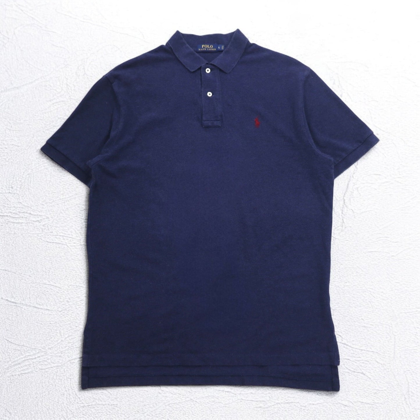 POLO RALPH LAUREN Polo Shirt, Size L, Navy Cotton, Pique, Small Pony Embroidery