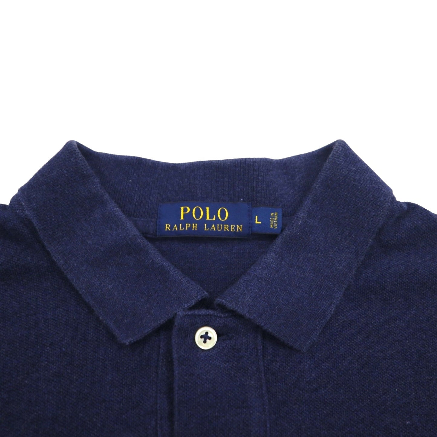 POLO RALPH LAUREN Polo Shirt, Size L, Navy Cotton, Pique, Small Pony Embroidery