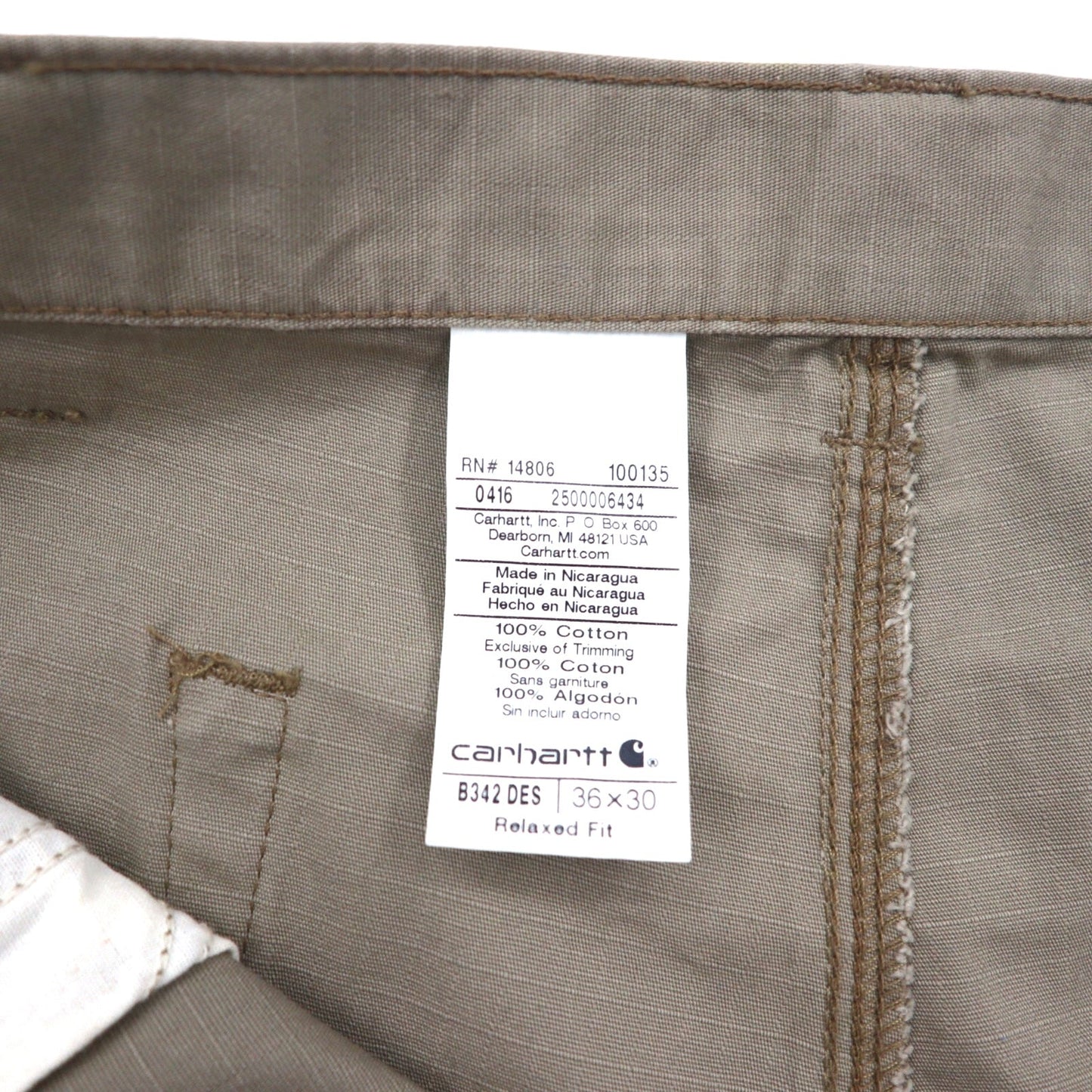 Carhartt Relaxed Fit Ripstop Double-Front Work Cargo Pants, Size L, Beige. Cotton Ripstop Relaxed Fit Double-Front Cargo Work Pant, B342 DES.