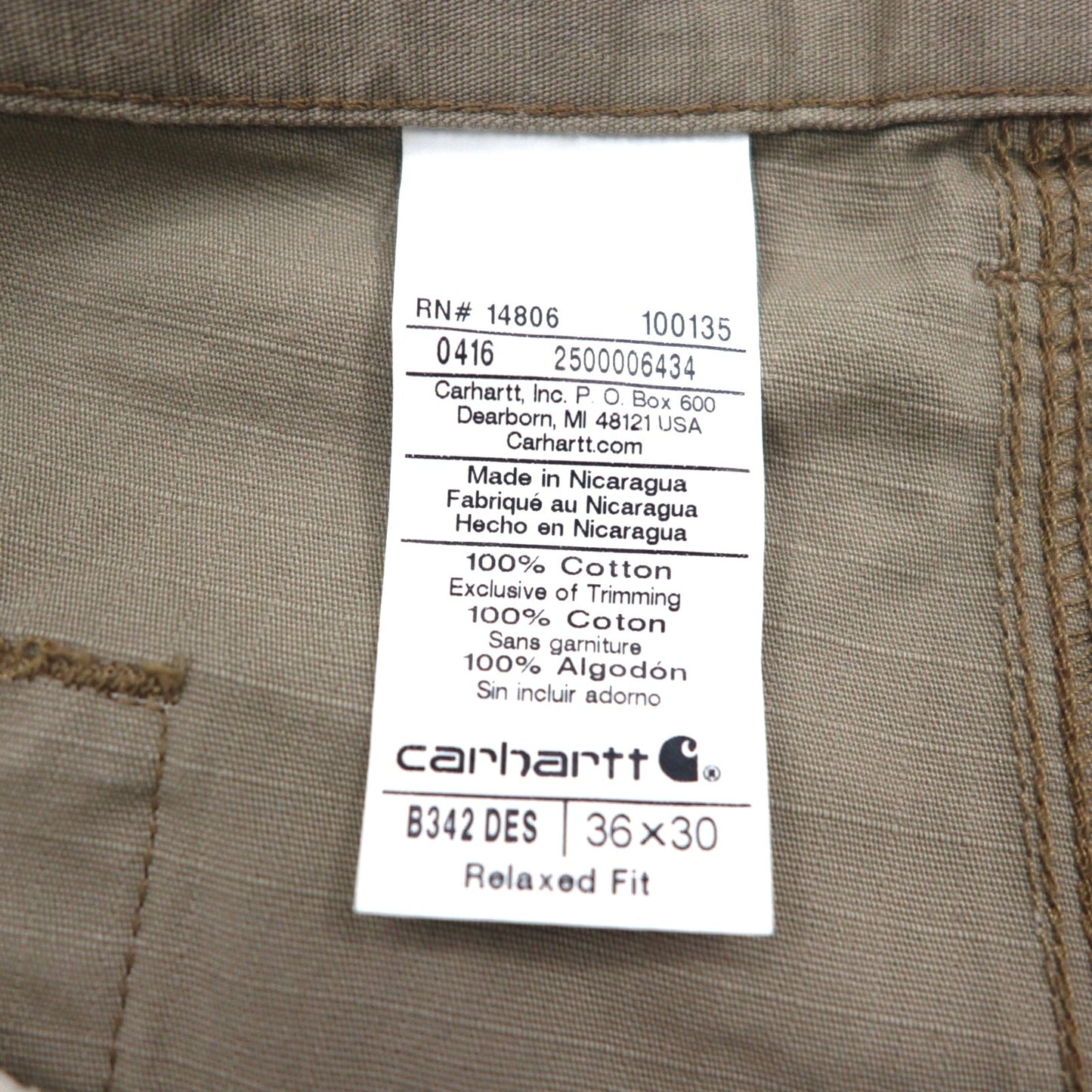 Carhartt Relaxed Fit Ripstop Double-Front Work Cargo Pants, Size L, Beige. Cotton Ripstop Relaxed Fit Double-Front Cargo Work Pant, B342 DES.