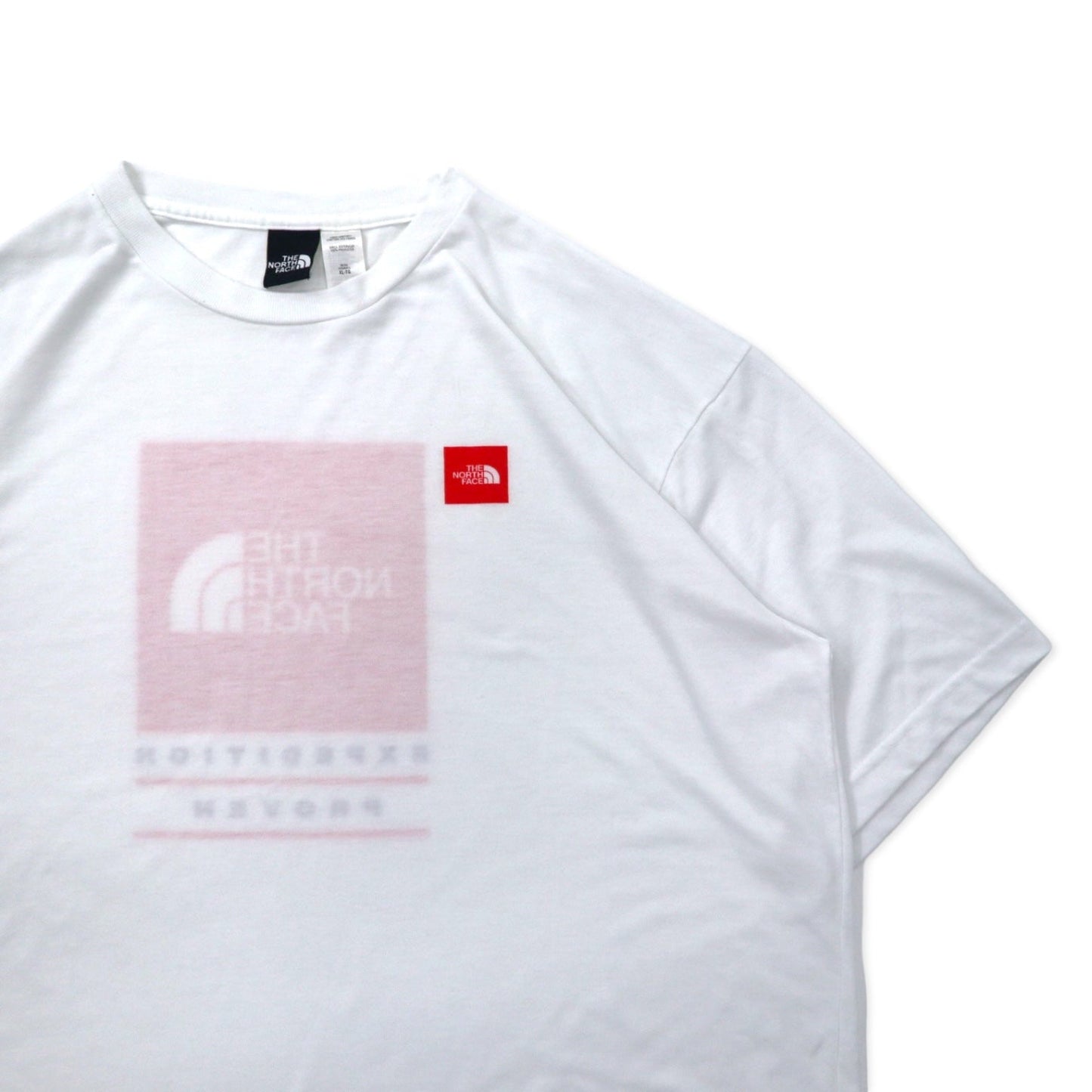 THE NORTH FACE USA Box Logo Print T-Shirt, XL, White, Polyester, Big Size