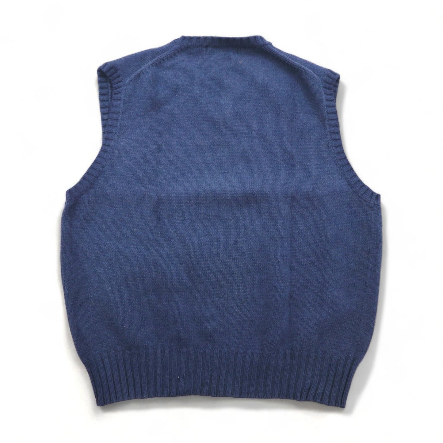 Polo by Ralph Lauren 90s V-neck cotton knit vest, size L, navy, with small pony embroidery