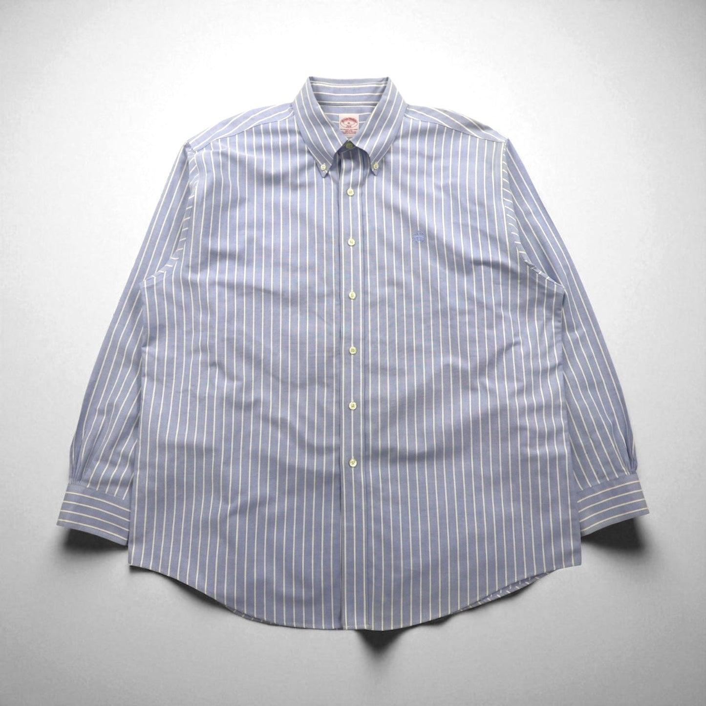 Brooks Brothers 346 オックスフォード ボタンダウンシャツ XL ブルー ストライプ ワンポイントロゴ刺繍