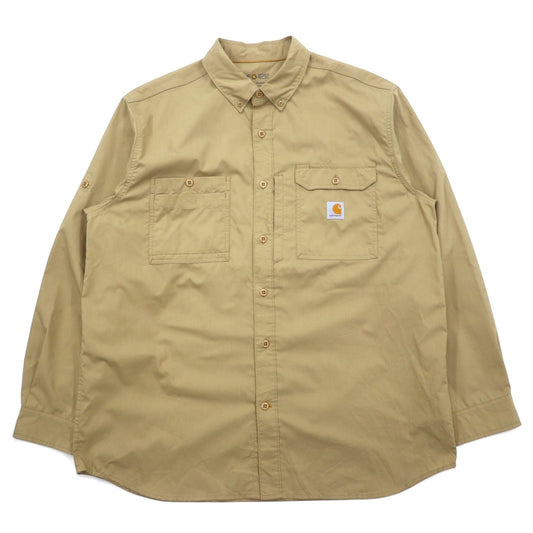 Carhartt FORCE Relaxed Fit Button-Down Work Shirt, Size XL, Beige, Polyester, Ridgefield Solid L/S Shirt (102418)