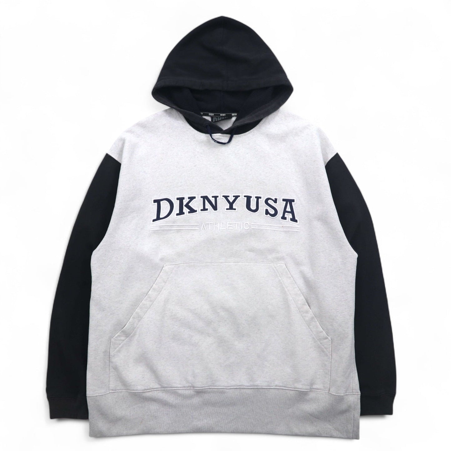 DKNY USA (Donna Karan New York) 90s Pullover Hoodie, Size L, Gray Cotton