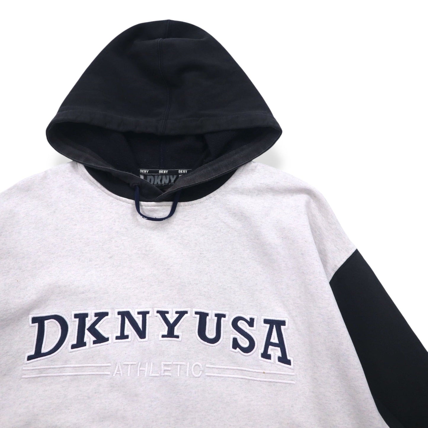 DKNY USA (Donna Karan New York) 90s Pullover Hoodie, Size L, Gray Cotton