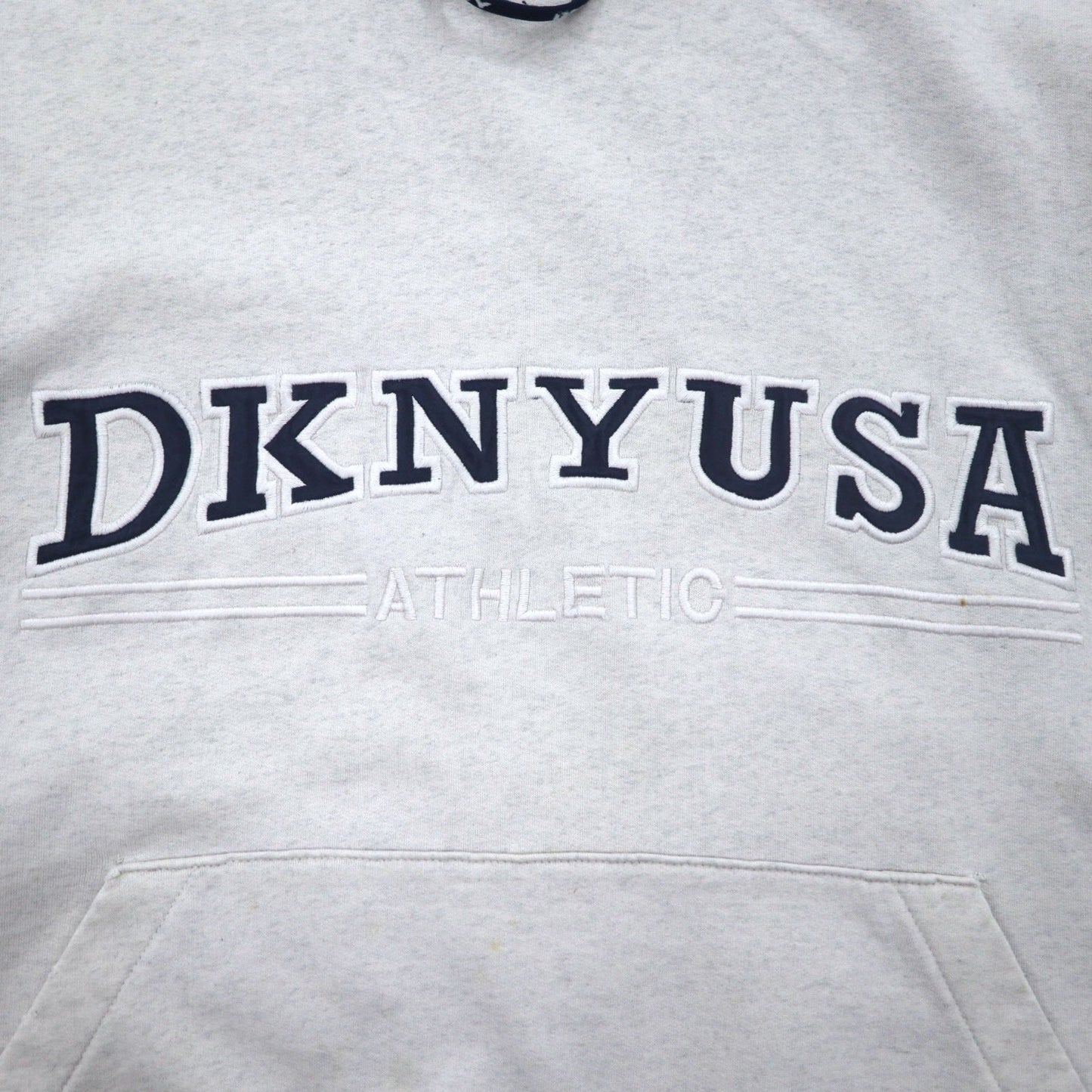 DKNY USA (Donna Karan New York) 90s Pullover Hoodie, Size L, Gray Cotton