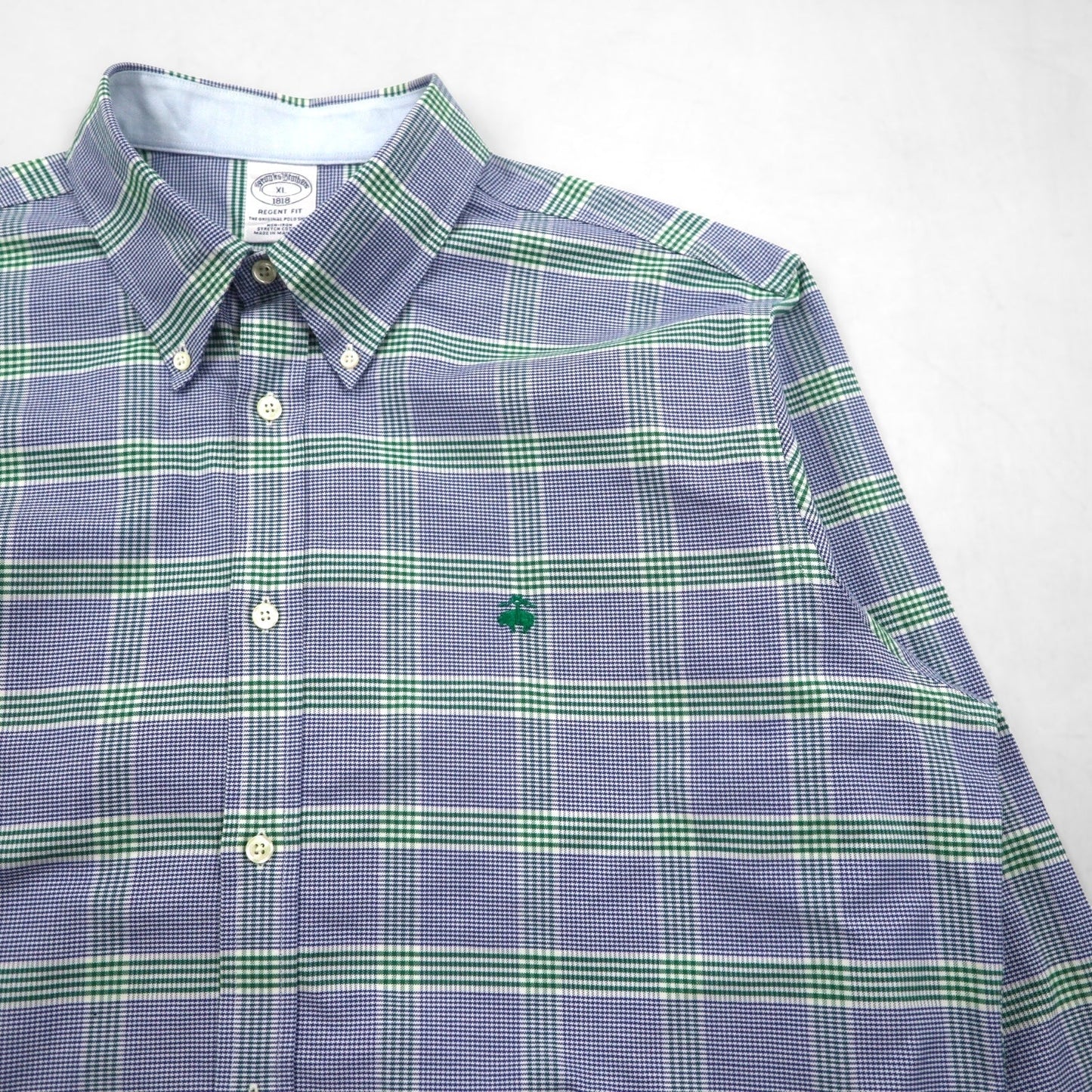 Brooks Brothers REGENT FIT オックスフォード ボタンダウンシャツ XL ブルー チェック コットン