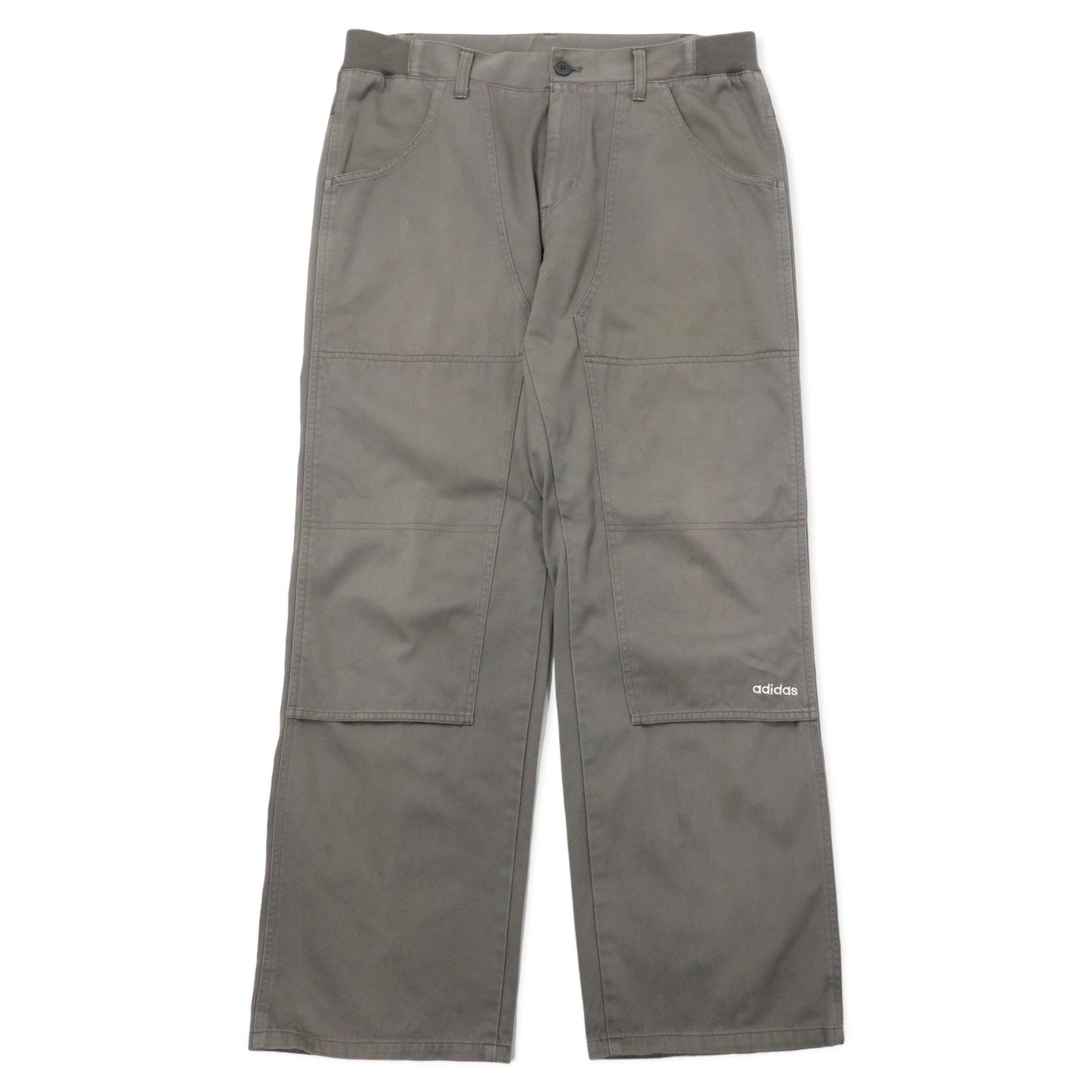 adidas 00s Double Knee Duck Work Pants, Size O, Gray Cotton with 3-Stripes