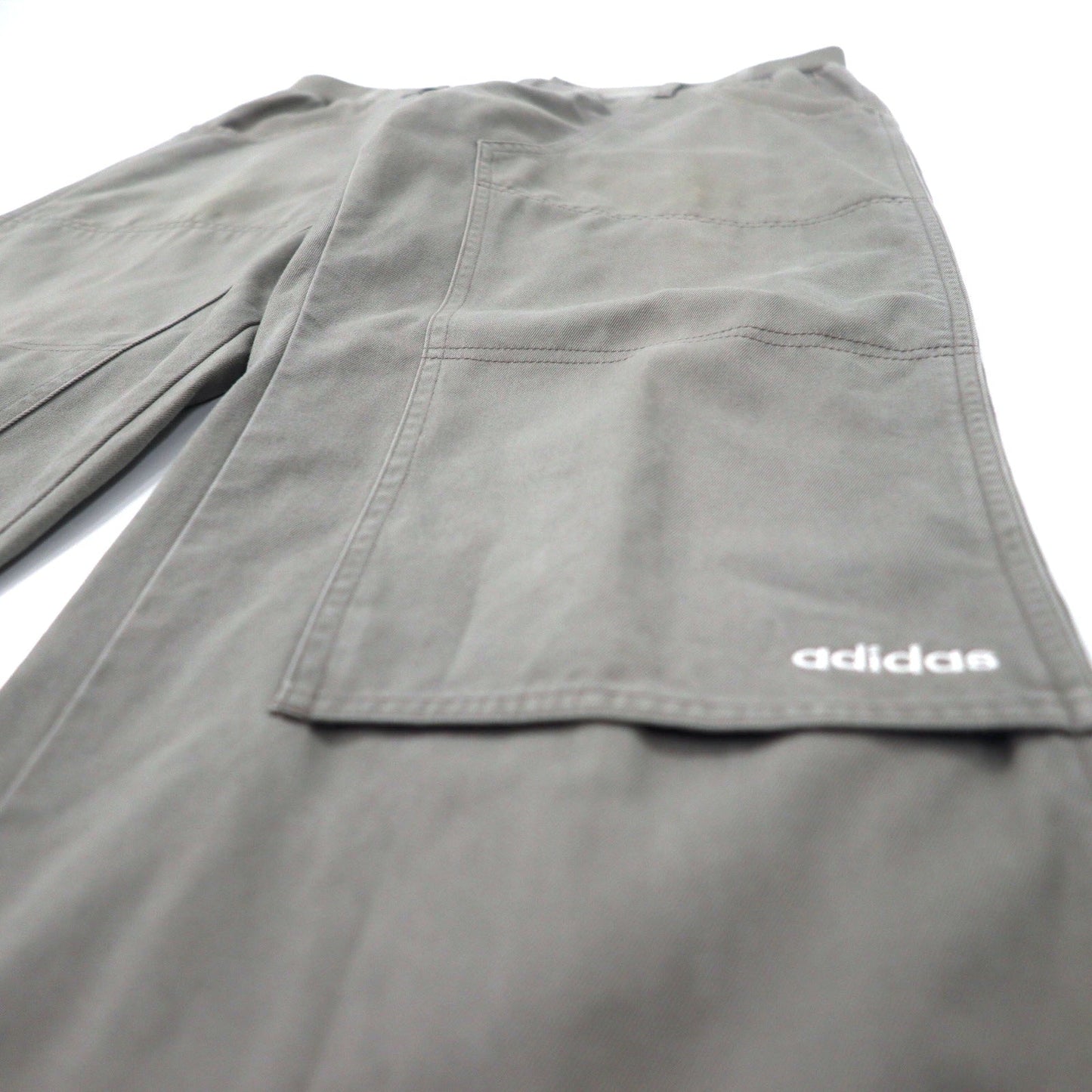 adidas 00s Double Knee Duck Work Pants, Size O, Gray Cotton with 3-Stripes