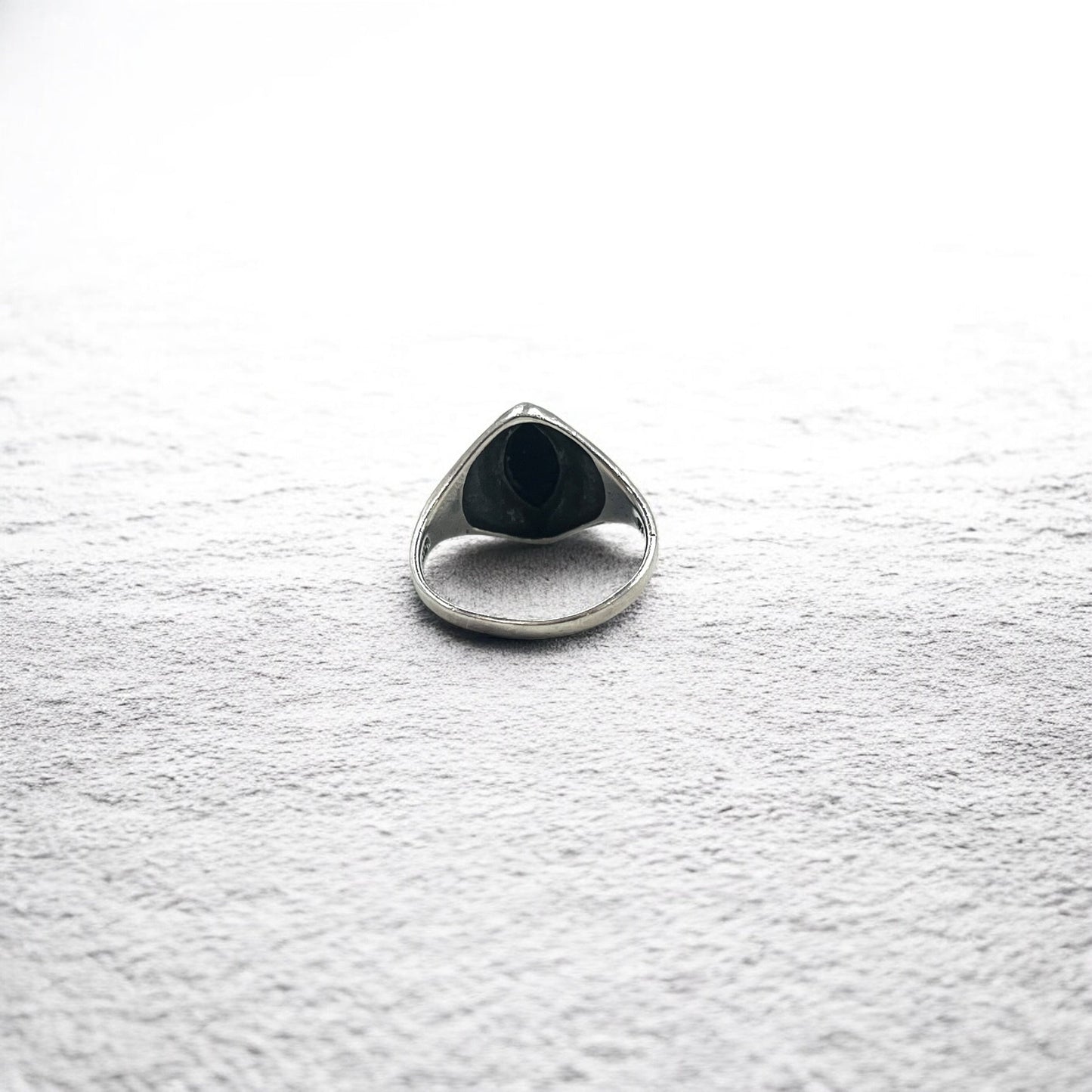 Vintage Silver Onyx Ring, Black Onyx, Size 14, Silver 925
