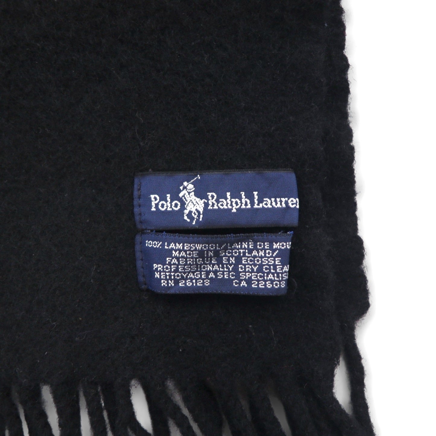 Polo Ralph Lauren 90年代 ラムウール フリンジ マフラー スモールポニー刺繡 スコットランド製