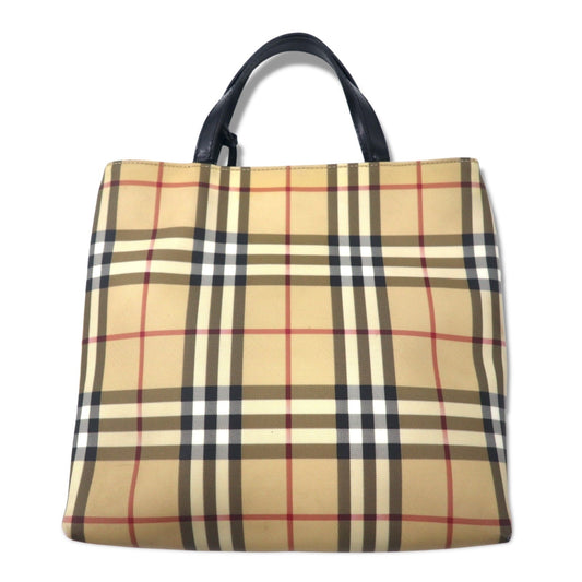 BURBERRY Nova Check Tote Bag Handbag with PVC and Leather Handles in Beige