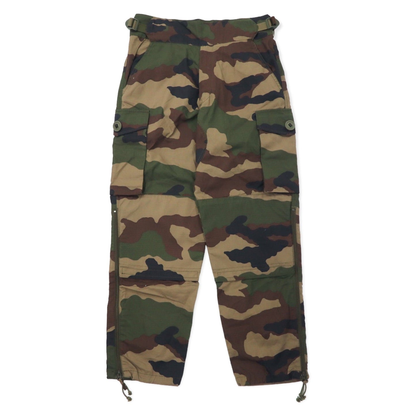 FRENCH ARMY Double Knee Cargo Pants, Size M, Khaki Camouflage Ripstop Utility Gimmick Military Leo Minor 2019