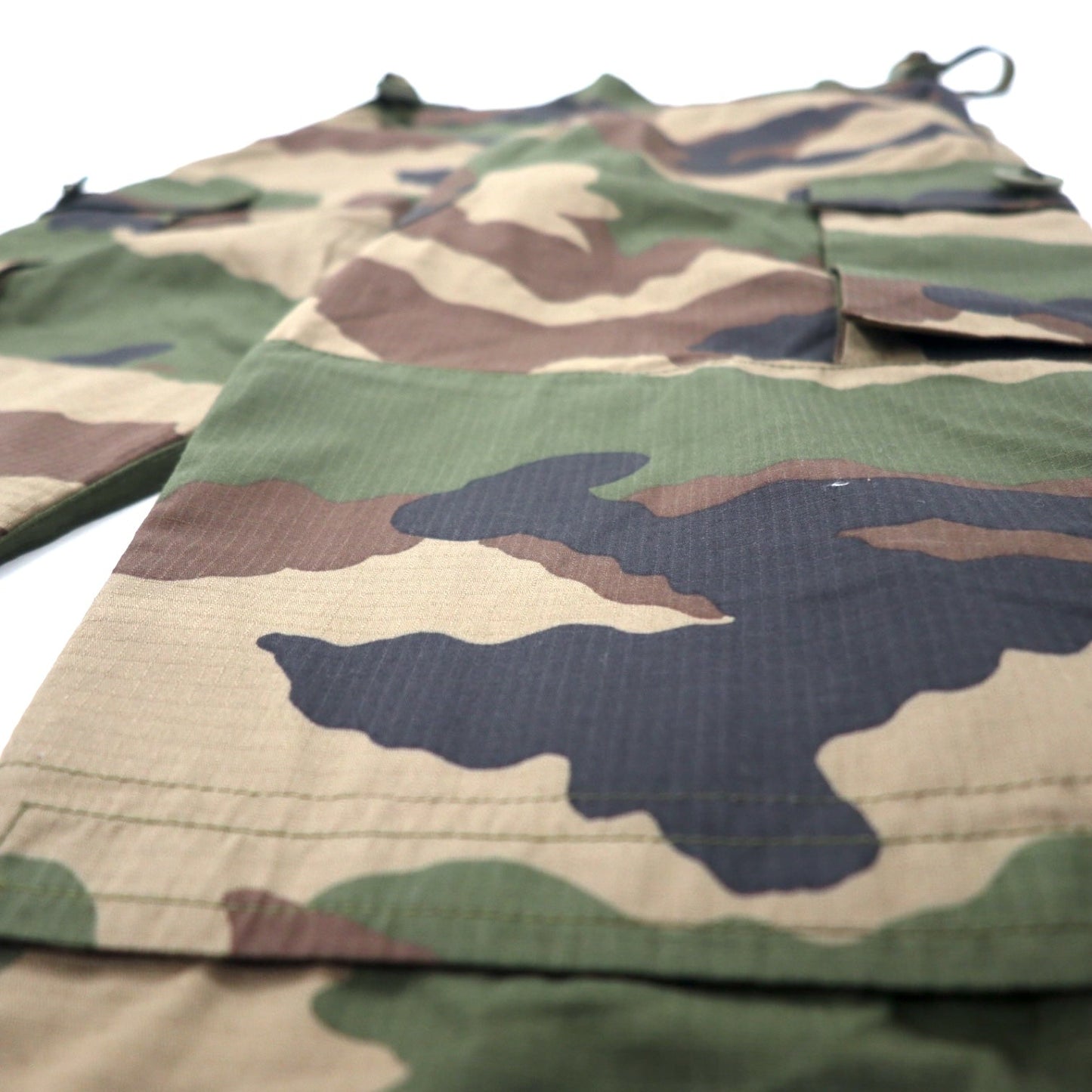 FRENCH ARMY Double Knee Cargo Pants, Size M, Khaki Camouflage Ripstop Utility Gimmick Military Leo Minor 2019