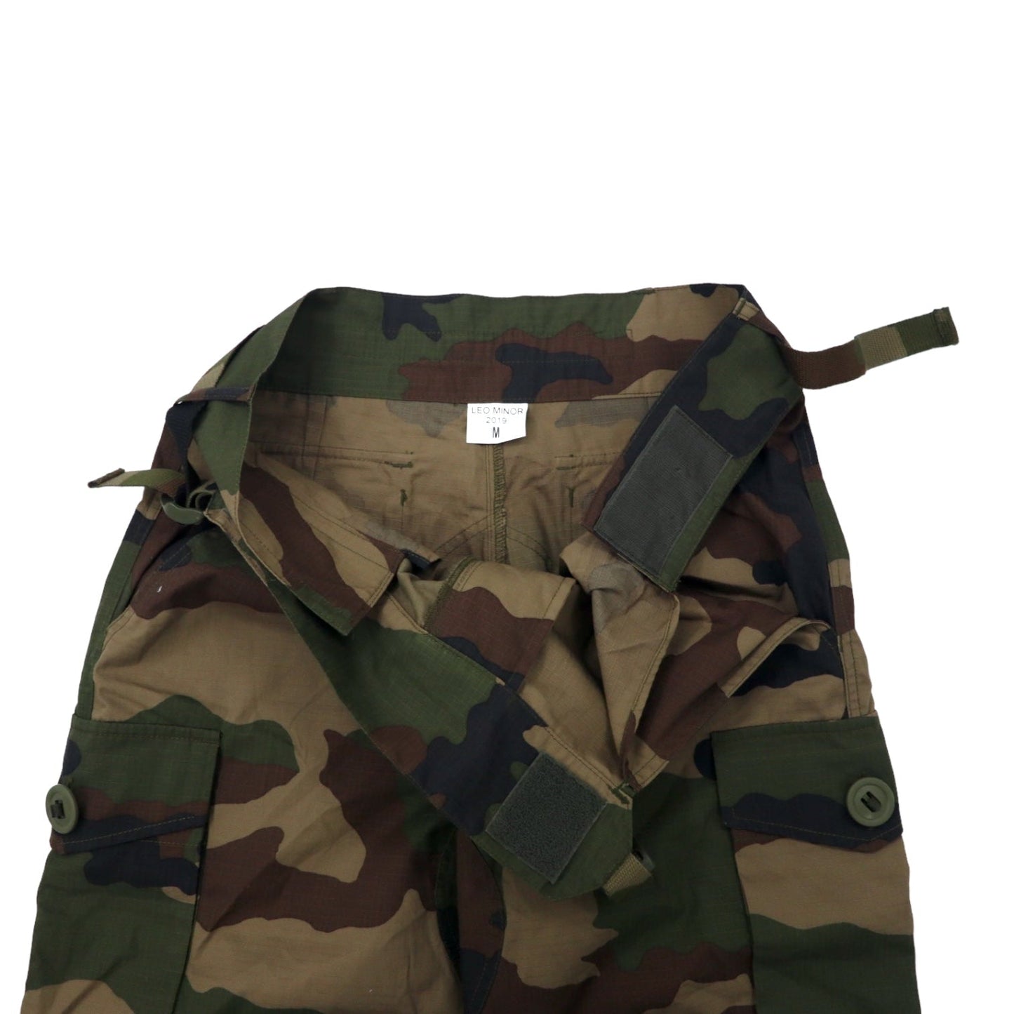 FRENCH ARMY Double Knee Cargo Pants, Size M, Khaki Camouflage Ripstop Utility Gimmick Military Leo Minor 2019