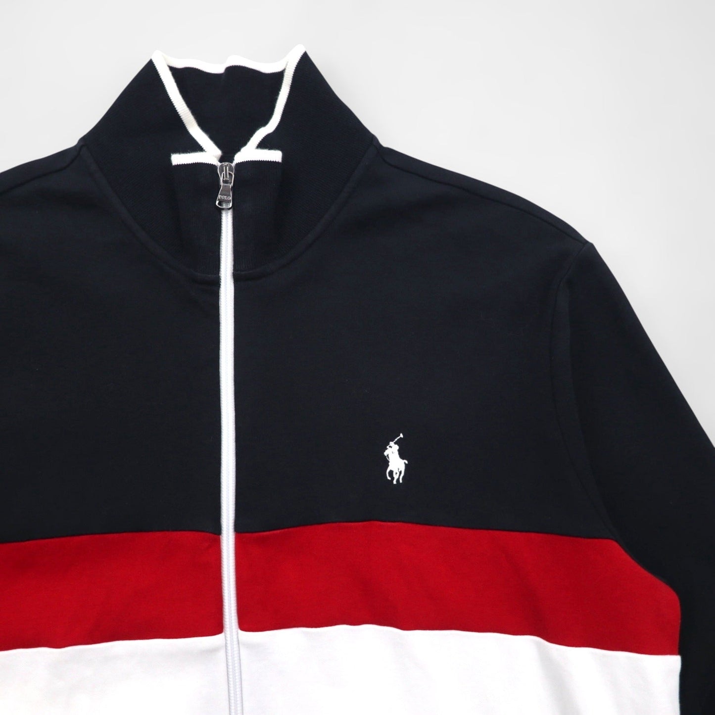 Polo Ralph Lauren トラックジャケット ジャージ M ブラック コットン スモールポニー刺繡 トリコロール
