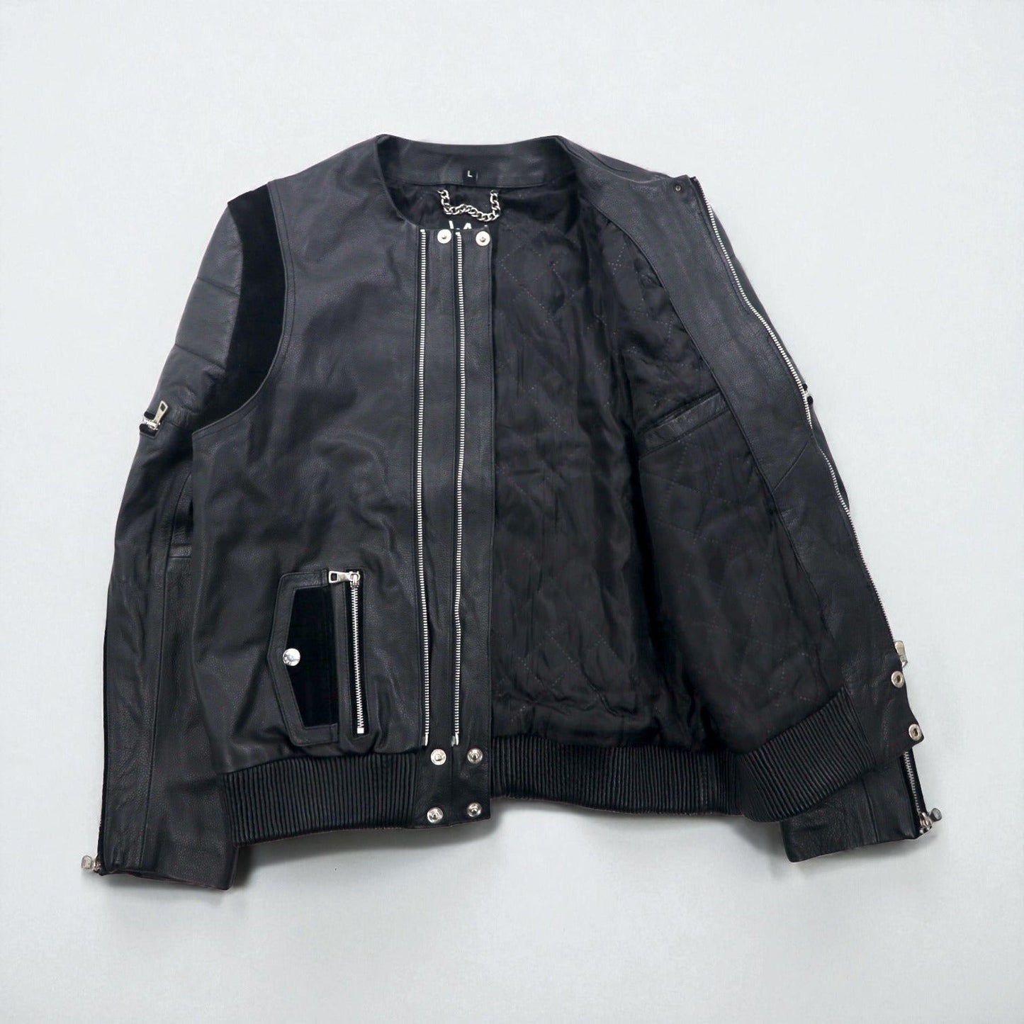 WILLIAM WETSH シングル ライダース バイカー ジャケット L スエード切替 コンビ リブ デザイン