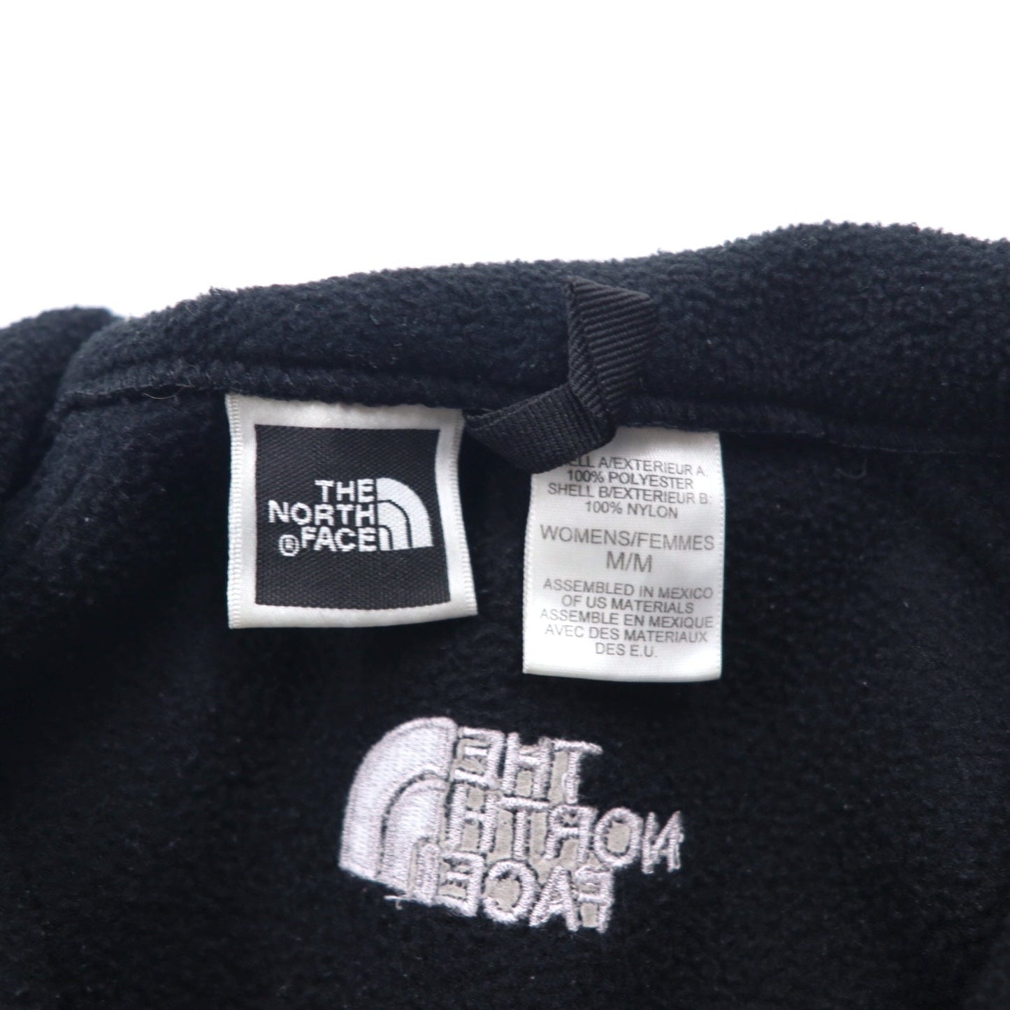 THE NORTH FACE Polartec Fleece Jacket, Size M, Black, Polyester, Center Logo Embroidery, Drawcord