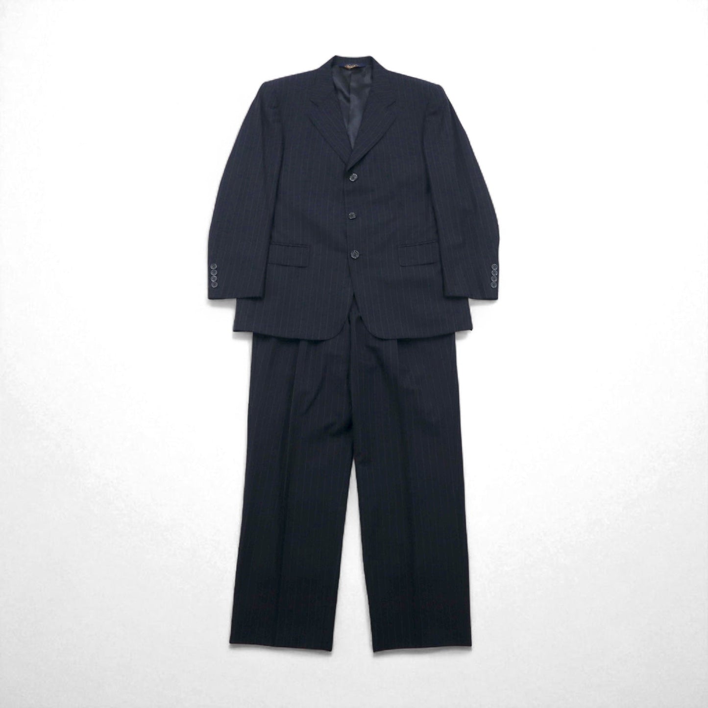 Brooks Brothers 3B Suit Set, Size M, Navy Striped Wool, Made in Japan