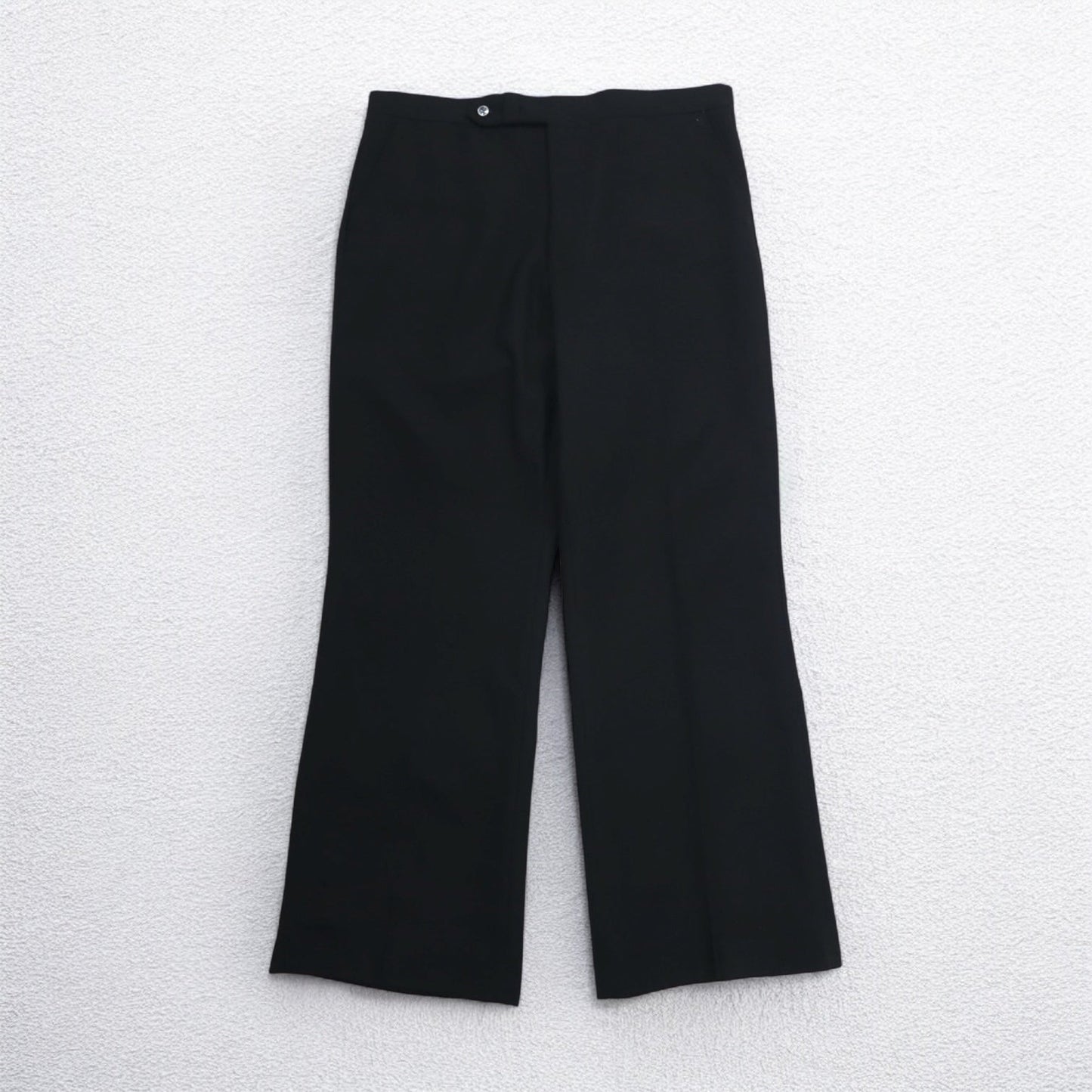 70s Vintage Trousers, Center Press, Flared Slacks, Size L, Black, Rocket TALON Zipper