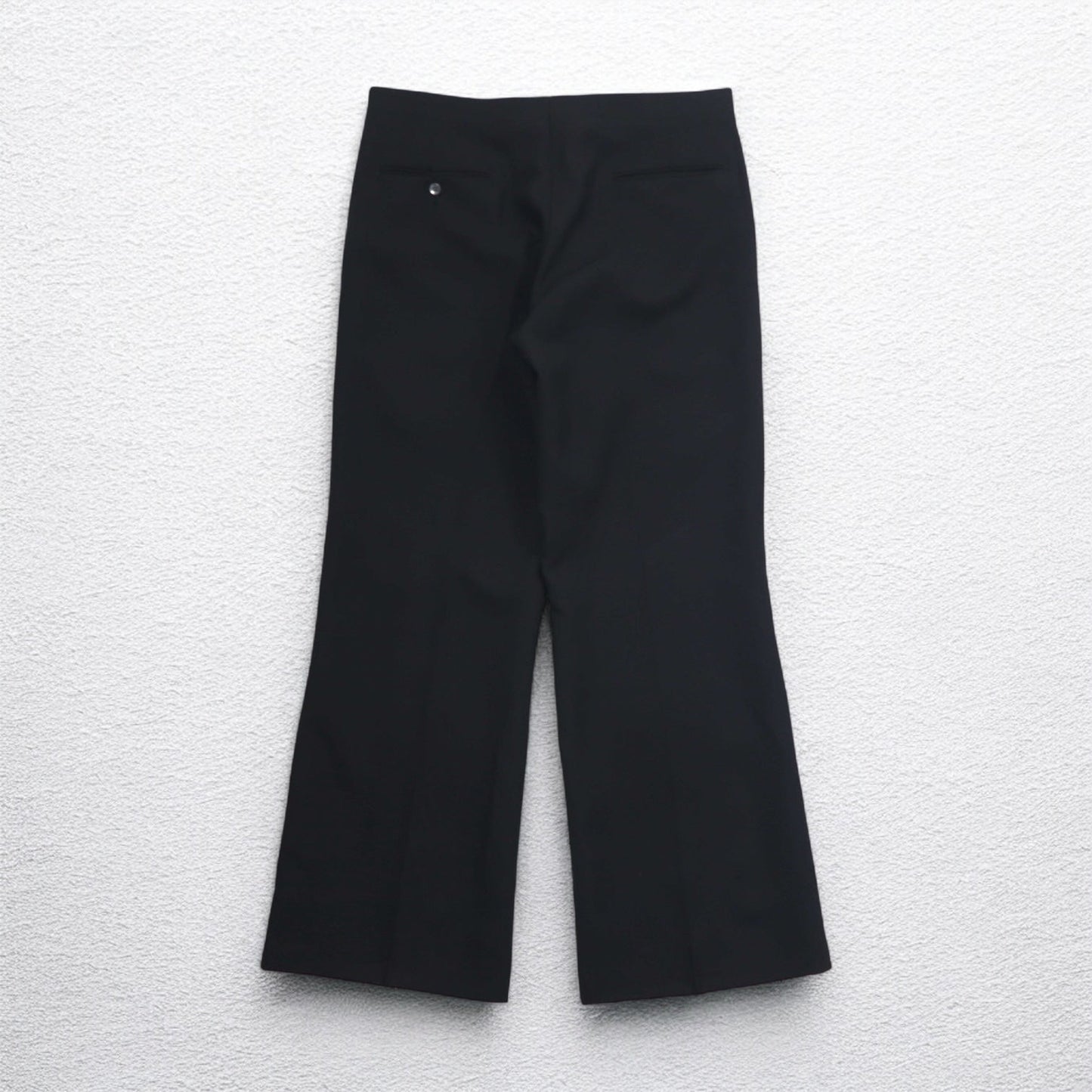 70s Vintage Trousers, Center Press, Flared Slacks, Size L, Black, Rocket TALON Zipper