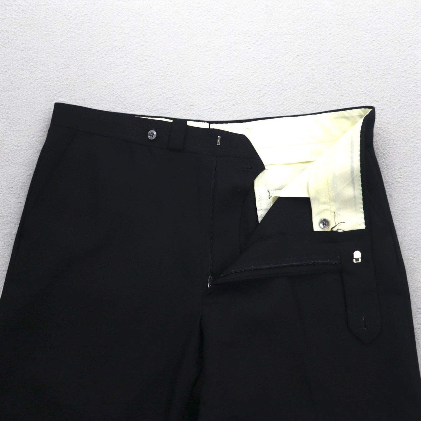 70s Vintage Trousers, Center Press, Flared Slacks, Size L, Black, Rocket TALON Zipper