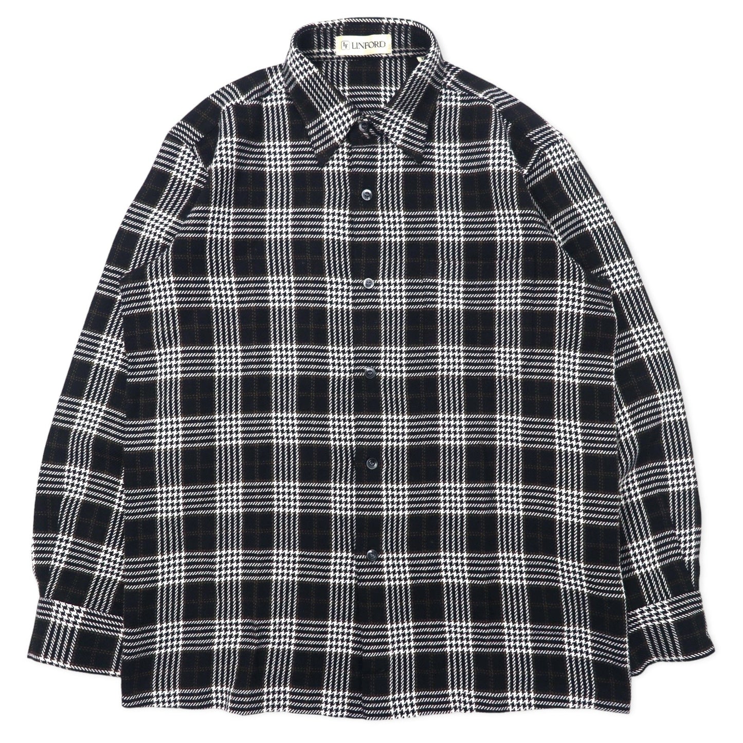 LINFORD フランネルシャツ M ブラック チェック ウール シルク混 日本製