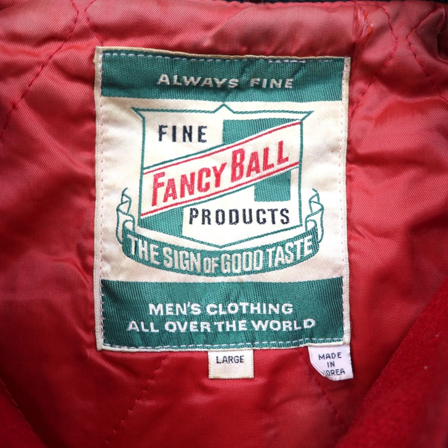 Vintage 80s Varsity Jacket FANCY BALL レザー切替 スタジャン L ウール フード着脱式 80年代