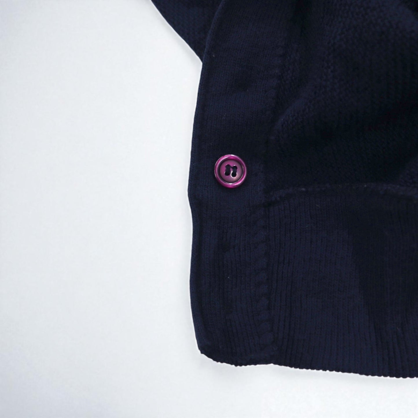 IZOD LACOSTE 70年代 糸巻きタグ アクリルニット カーディガン L ネイビー ワンポイントロゴ
