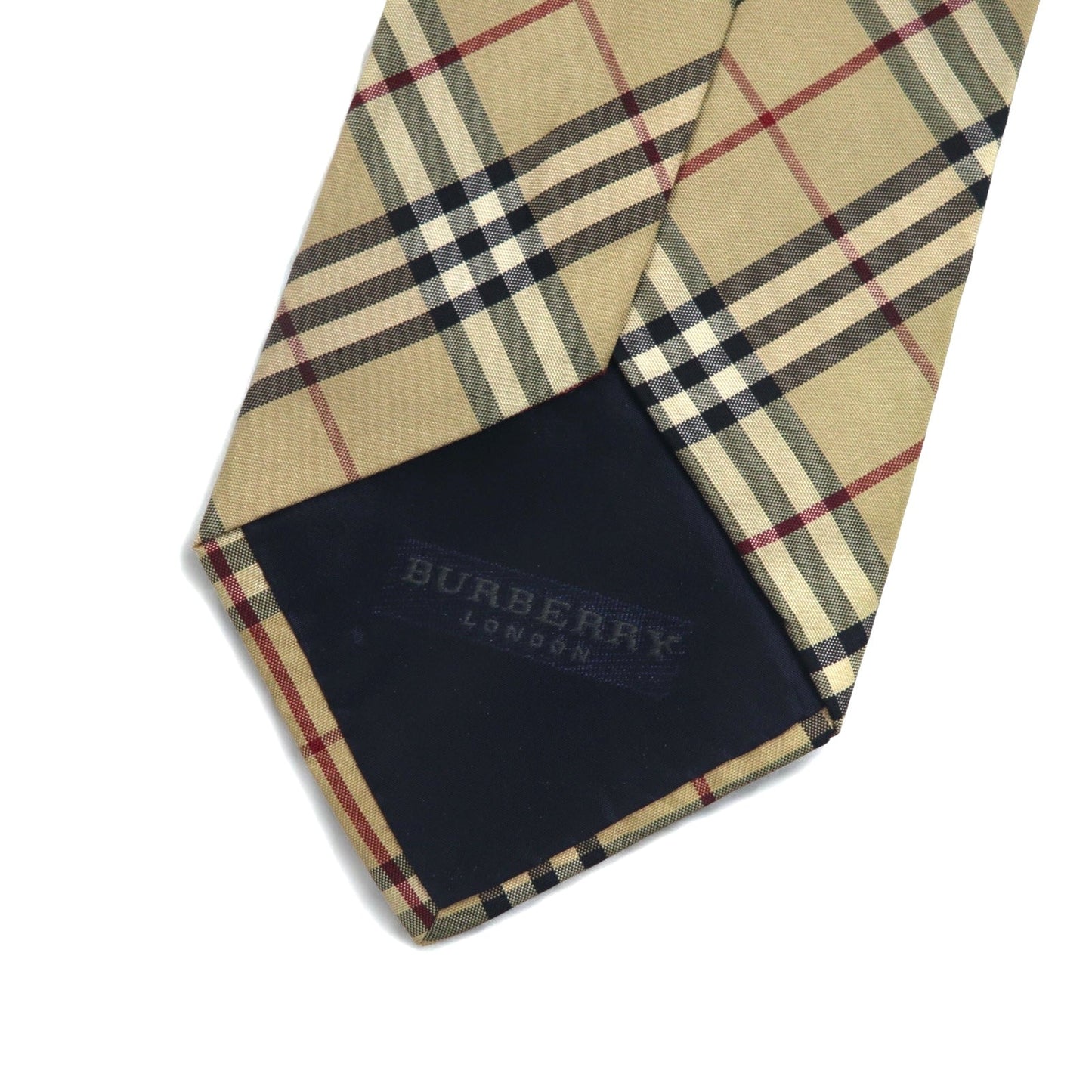 BURBERRY Made in Italy Nova Check Tie in Beige Silk